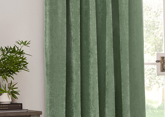 Heavy Chenille Pencil Pleat, Eucalyptus - Ready Made Curtains - Image 5